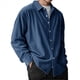 thumbnail image 2 of Camisa de para Hombre, de Larga, con Solapa y Botones, Informal, Antiarrugas, para Trabajo Azul Marino M, 2 of 5