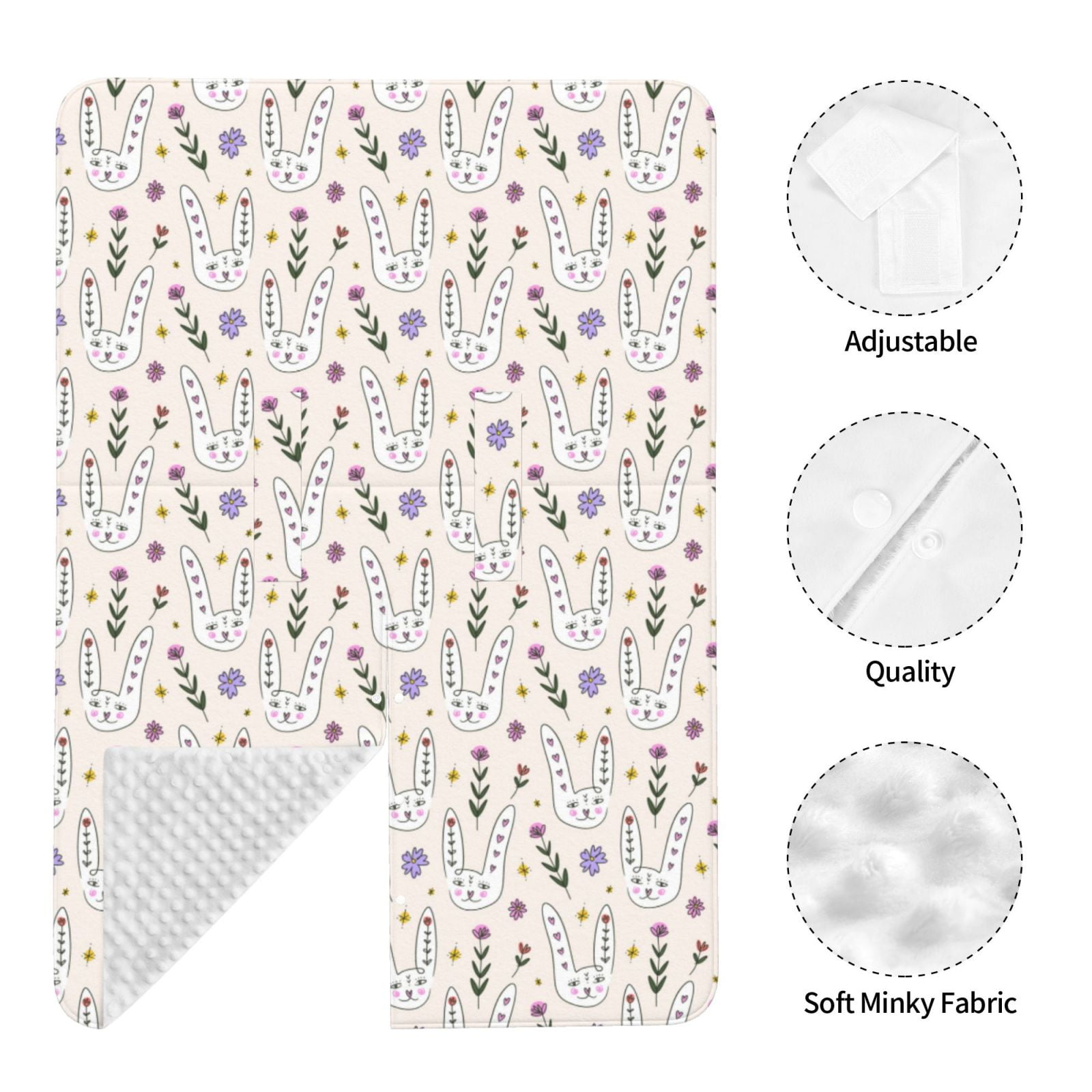 Naloa Purple Flower Rabbit Baby Car Seat Cover, Breathable Baby Carrier Cover, Multiuse Baby Carrier Cover & Nursing Breastfeeding Cover