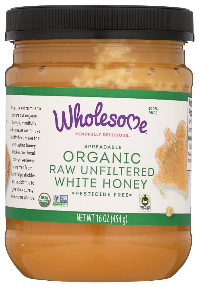 Wholesome Sweeteners Organic Raw Unfiltered White Honey, 16 oz