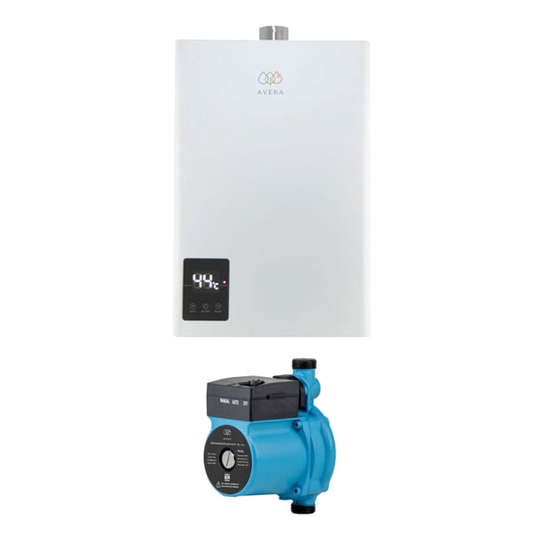 Calentador de Agua Modulante AVERA Para 4 Regaderas y Presurizador de Agua 72 1/3 HP CM24PR72L