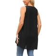 thumbnail image 4 of INSPIRE CHIC Women's High Low Top Casual Sleeveless Chiffon Blouse Crewneck Asymmetrical Loose Shirt Summer Tops S Black, 4 of 7