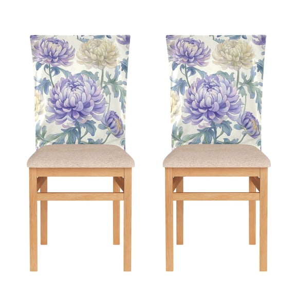 Decorative Chair Back Cover One Size x2 Chair Cover Dining Chair Slipcovers Chair Back Decoration Festival Chair Decoration Lavender Chrysanthemums