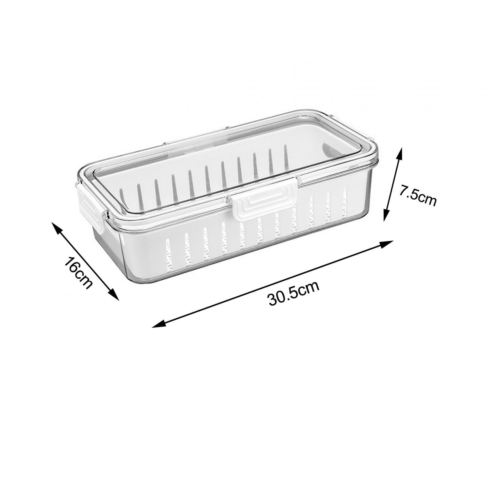 Fruit Storage Containers Airtight Food Containers with Lid with Removable Drain Colanders Produce Saver for Home Kicthen Food White