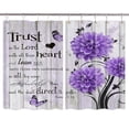 thumbnail image 2 of Farmhouse Bible Verse Curtains Set - Purple Turquoise Dahlia Floral with Inspirational Quotes for Kitchen/Bedroom/Living Room, 55x39 Inch Rustic Window Treatment with Hooks, 2 of 2