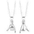thumbnail image 1 of Collier de couple Saint Valentin main : 2 Pcs Collier de pendentif Collier simple assorti, 1 of 10