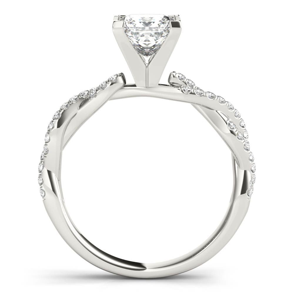 Lina Jewelry 14K White Gold Plated 2.02 Ct Princess Cut Solitaire Ring with Accent Moissanite - Elegant Infinity Twisted Cross Over Engagement Ring for Women - Proposal and Wedding Ring for Her