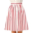 thumbnail image 1 of Falda Midi Allegra K Mujer A Rayas con Botones y Elástica Rojo XL, 1 of 6