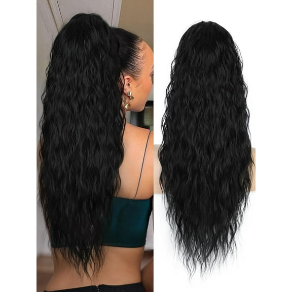 26inch Synthetic Long Curly Wavy Ponytail Extension Drawstring Ponytail Hair Extensions for Women Hairpiece for Daily Use Party