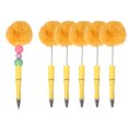 thumbnail image 1 of Bolígrafos de bola de pompón Uxcell, bolígrafos esponjosos de bola de pom pom de plástico, bolígrafo con cuentas lindo para regalos de bricolaje, escritura, suministros de oficina - 6 Pcs (Amarillo), 1 of 7
