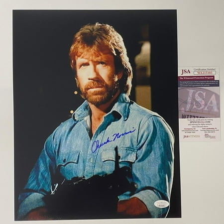 Autographed/Signed Chuck Norris Missing in Action 11x14 Movie Photo JSA COA #7