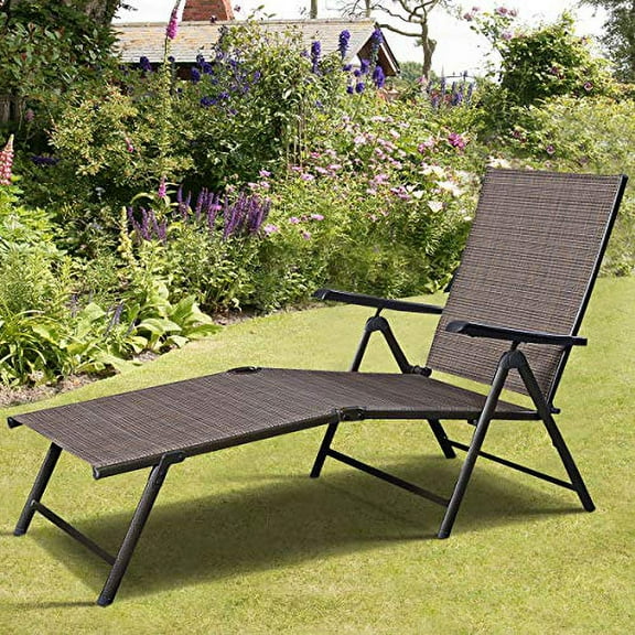 Casart Chaise Lounge Chair, Outdoor Adjustable Lounge Recliner for Poolside, Garden and Patio