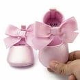 thumbnail image 4 of Owordtank Baby Girls Mary Jane Flats with Bownot Non Slip Soft Sole PU Leather Newborn Infant Toddler First Walker Cirb Dress Shoes, 4 of 5