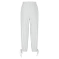 thumbnail image 5 of DHFJKG Harem Linen Pants Women Lightweight Loose Fit Elastic Waist Solid Color Ankle-Tied Beach Pants With Pockets Trendy Trousers, 5 of 8
