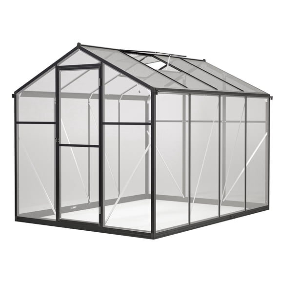 Thanaddo 6'x8' Polycarbonate Walk-in Greenhouse, Heavy Duty Aluminum Frame with Roof Vent, UV-Resistant for Outdoor Garden, Black