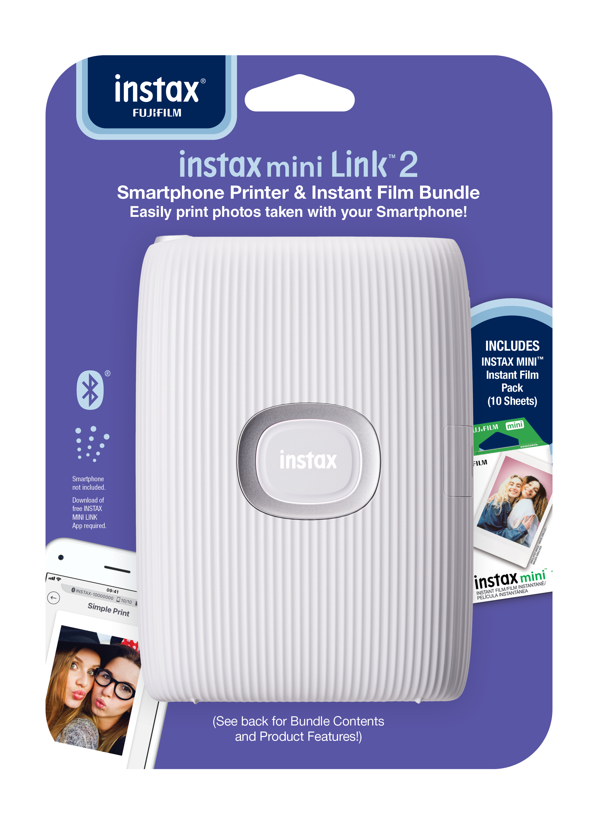 Fujifilm INSTAX Mini Link 2 Smartphone Printer Bundle with Film (10-pack), Clay White - image 2 of 7