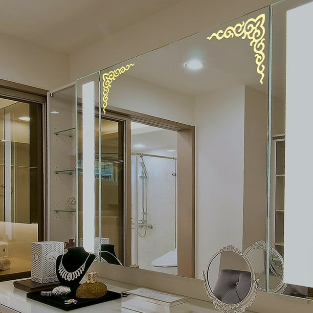 Fiudx Adhesivo de Pared con Espejo Moderno, Acrílico Extraíble, Acabado Dorado, Ligero y de Fácil Instalación, Elegante Decoración para El Hogar, Versátil para Sala de Estar, Dormitorio y Oficina, Ju