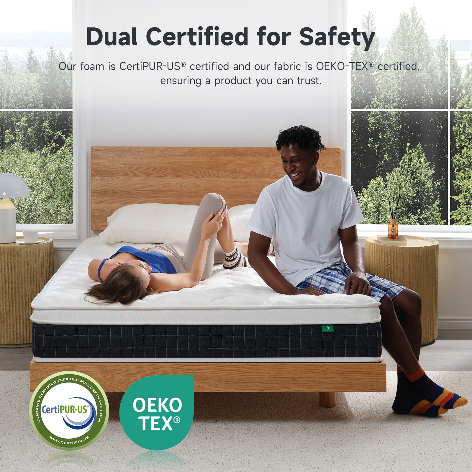 King Size Hybrid Mattress, Z-HOM Classic 10 inch Foam Euro Top Mattress, 5-Zone Pocket Spring Support for Back Pain, Medium Firm