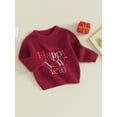 thumbnail image 3 of Bagilaanoe Newborn Baby Girl Boy New Year Clothes Knitted Sweater Long Sleeve Letters Embroidery Pullover 3M 6M 9M 12M 18M Infant Warm Jumpers Tops Fall Loose Knitwear, 3 of 9