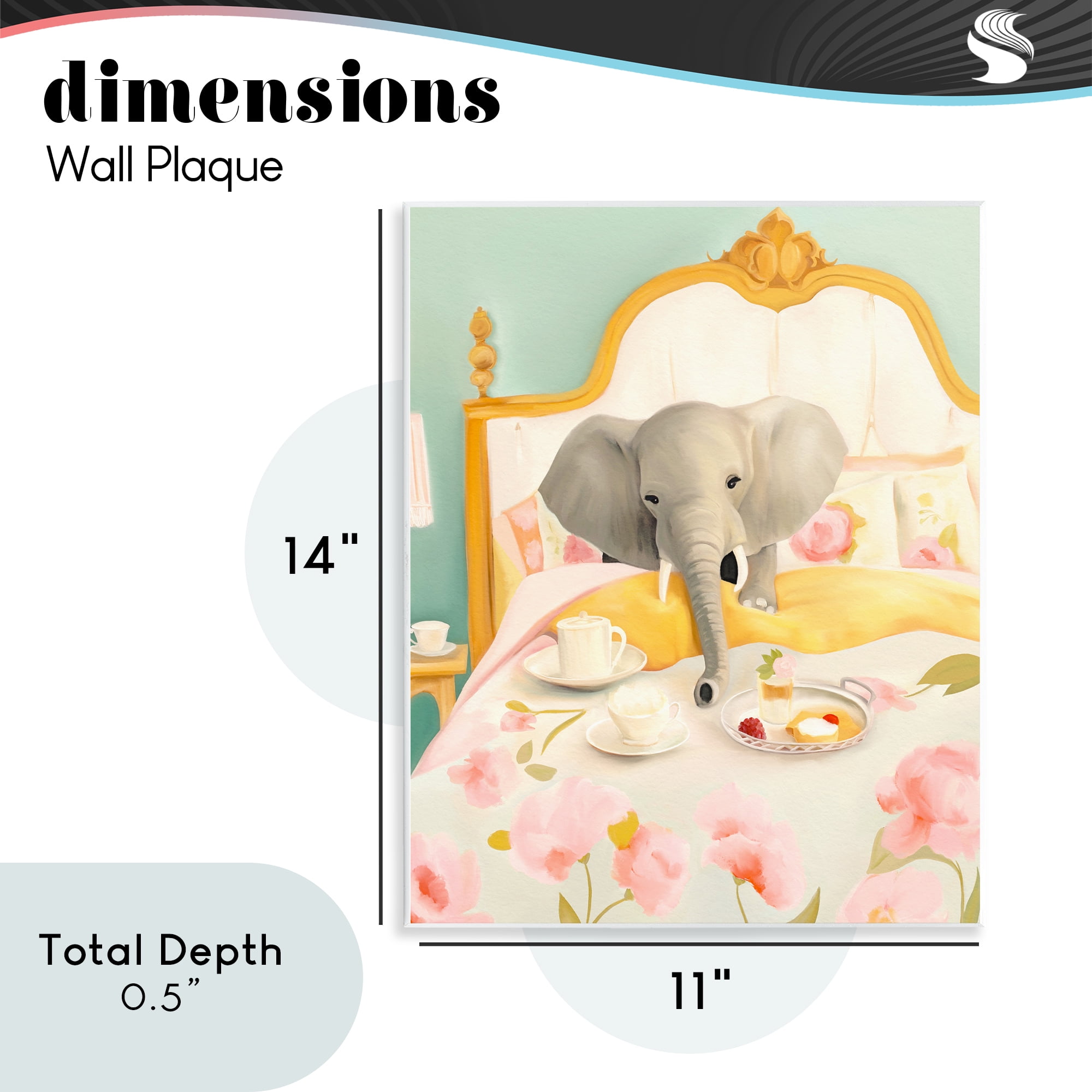 Breakfast in Bed Elephant Wall Plaque Art, design by Leah Straatsma