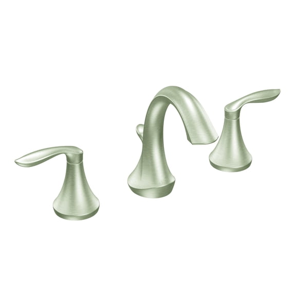 Moen Eva Brushed Nickel Two-Handle High Arc Widespread Bathroom Sink Faucet for 3-Hole Setups with Valve Included