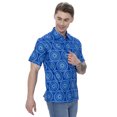 thumbnail image 4 of LA LEELA Men's Hawaiian Shirts Short Sleeve Button Down Shirt Mens Summer Holiday Beach Shirts Casual Aloha Tropical Shirts for Men Funny L Ethnic Print, Blue, 4 of 6