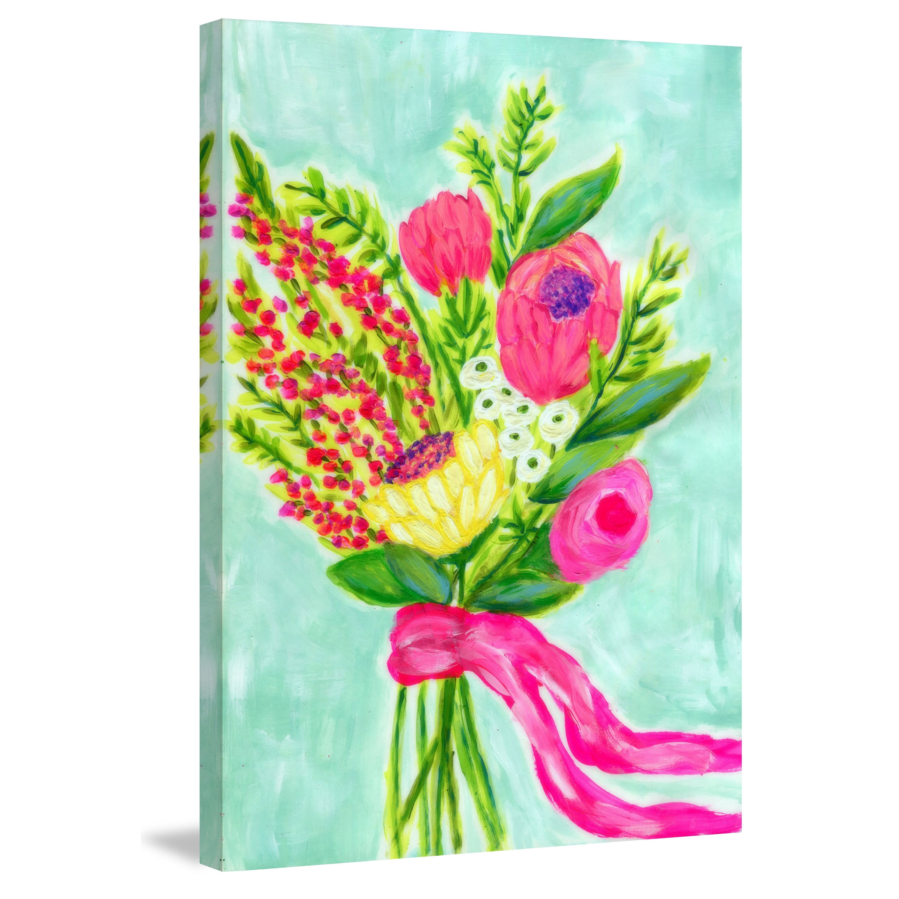 Marmont Hill "Bouquet Ribbon" by Jill Lambert Painting Print on Wrapped Canvas