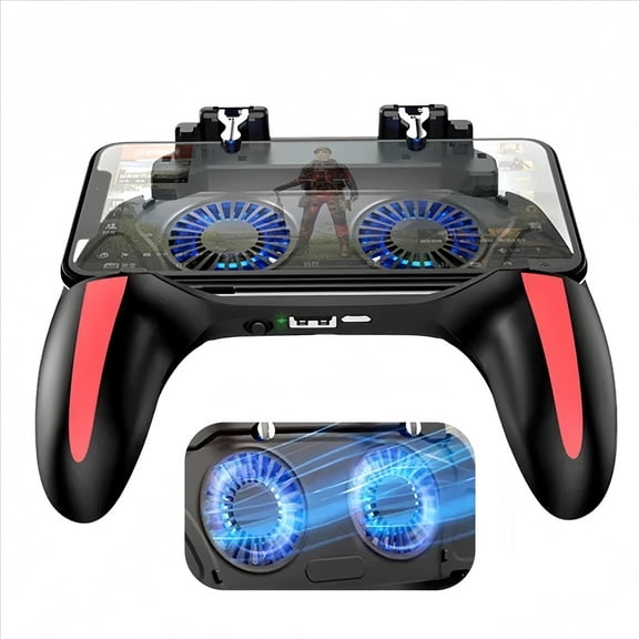 H10 4-Finger Mobile Game Controller with Radiator Aim Shooting Joystick for iOS Android Gaming Accessories-USB Connection