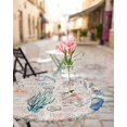 thumbnail image 6 of Ocean Starfish Shell Marine Life Fitted Round Tablecloths Elastic Edged Table Covers 36"-44",Watercolor Undersea World on Retro Waterproof Dining Room Kitchen Table Cloth for Holiday Party Tables, 6 of 8