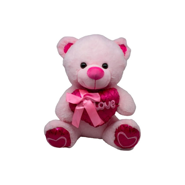 Oso De Peluche Rosa Corazón Con Moño Regalo San Valentin