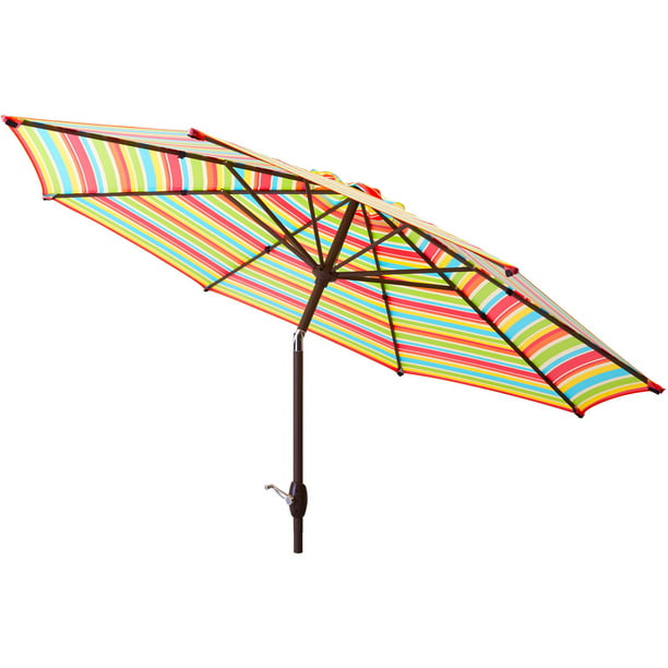 Mainstays 9 Outdoor Tilt Market Patio, Multi Color Stripe Patio Umbrella