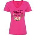 thumbnail image 3 of Inktastic Blessed to Be a Nana with Pink Flowers Women's V-Neck T-Shirt, 3 of 5
