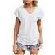 thumbnail image 1 of Blusa de Manga Corta, Color Sólido Casual, Camiseta de Bolsillo con Cuello en V para las Mujeres, 1 of 9