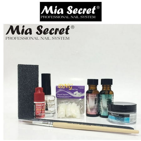 - MIA SECRET - Clear ACRYLIC NAIL System STARTER KIT MONOMER CLEAR ACRYLIC POWDER XTRA BOND GLUE NAIL BRUSH TOP COAT