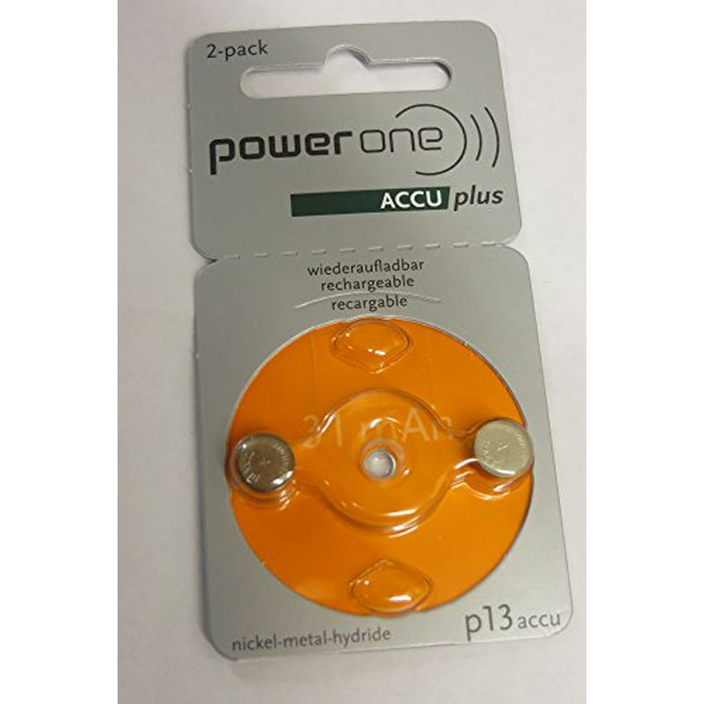 Power One ACCU plus p13 rechargable batteries for hearing aids, 1 Pack