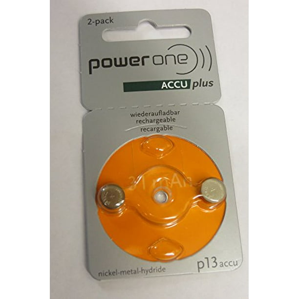 Power One ACCU plus p13 rechargable batteries for hearing aids, 1 Pack