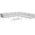 thumbnail image 3 of Modway Harmony 8 Piece Outdoor Patio Aluminum Sectional Sofa Set in White White, 3 of 7