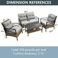 thumbnail image 3 of Patio Sofa Set, 4 Pieces Outdoor Sectional Furniture, All-Weather PE Rattan Wicker Patio Conversation Set, Cushioned Sofa Set with Coffee Table for Patio Garden Poolside Deck, 3 of 8