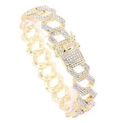 Charles Raymond Blinged Out Gold Round Luxury Mens Hip Hop Watch w/Iced Out ZZ Design Bracelet -(L0504RNB ZZ Gold Gold)
