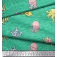 thumbnail image 2 of Soimoi Green Velvet Fabric Clown Fish & Octopus Ocean Decor Fabric Printed Yard 60 Inch Wide, 2 of 3