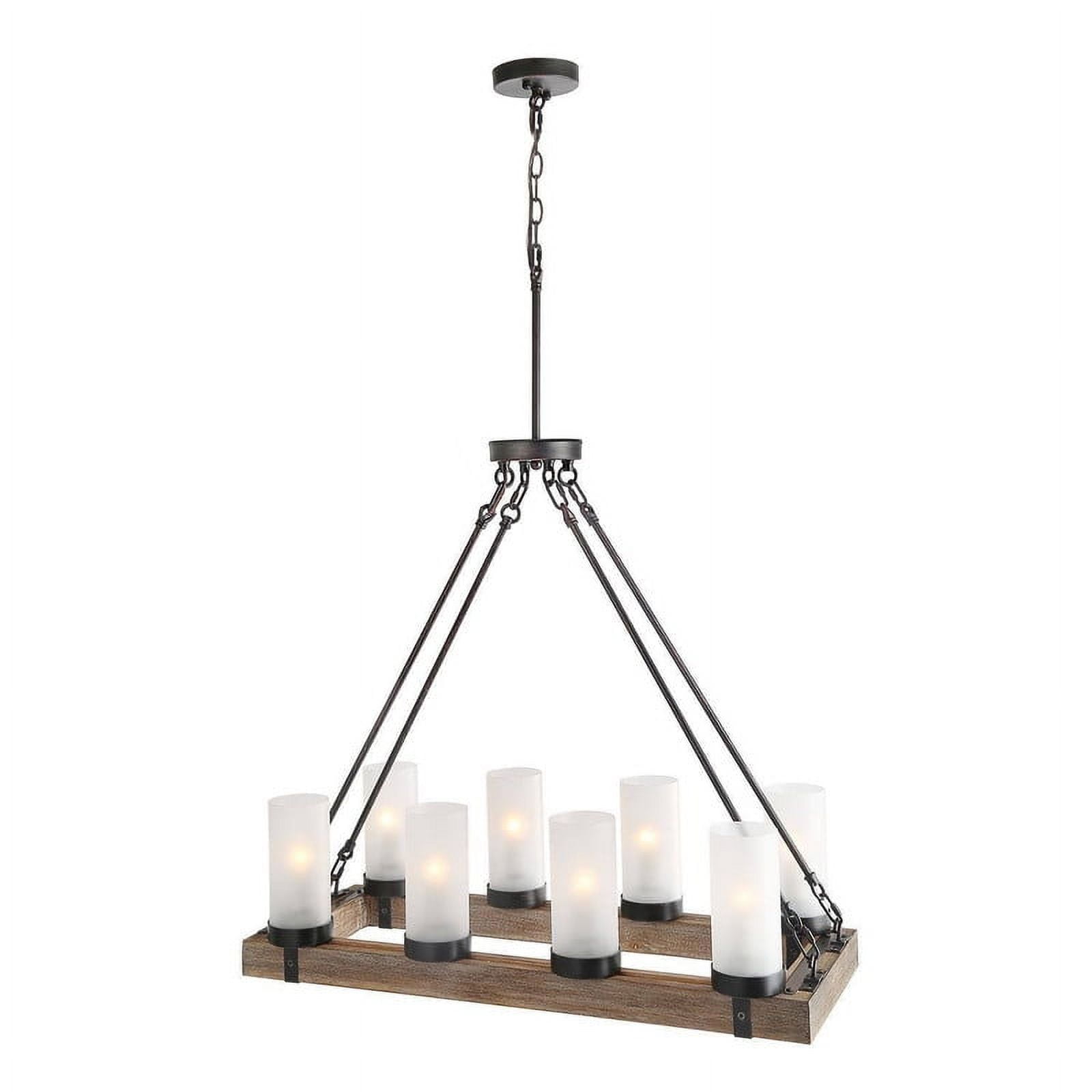 LNC 30-in Farmhouse Wood & Iron 8-Light Linear Chandelier for Kitchen Island & Dining