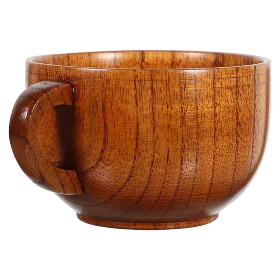 FOMIYES Dark Brown Wooden Coffee Mug with Smooth , Handheld Tea Cup for Home and Office Use