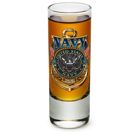 

Shot Glasses – United States Navy Gifts for Men or Women – US Navy American Soldier Shot Glasses – The Sea Is Ours Glass Shot Glasses with Logo (2 Oz)