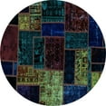 thumbnail image 1 of Ahgly Company Indoor Round Patchwork Light Blue Transitional Area Rugs, 6' Round, 1 of 4