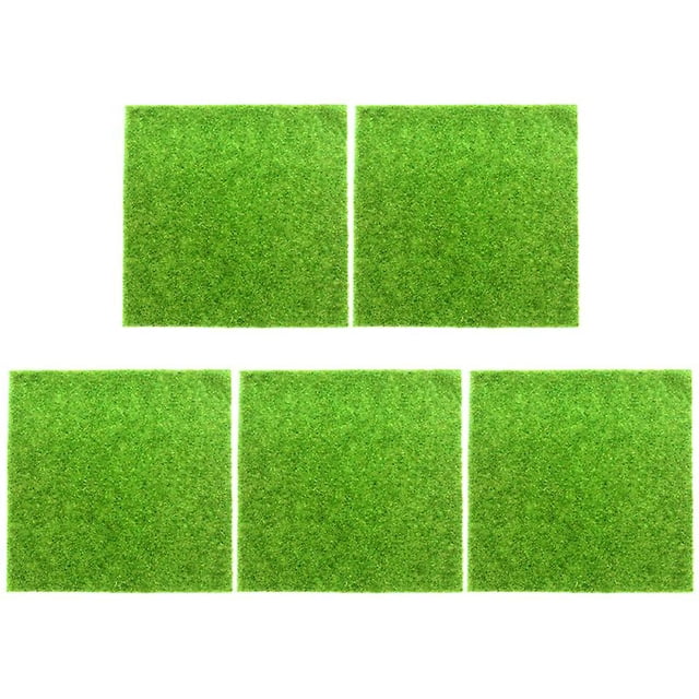 Césped de plástico verde de 5 piezas