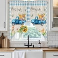 thumbnail image 6 of Blue Plaid Easter Swag Valances for Windows, Kitchen Window Curtains Over Sink, Blue Truck Spring Floral Bunny Rustic Window Treatment Curtains for Living Room/Bedroom Curtains 2 Panel Sets 36"x45", 6 of 8