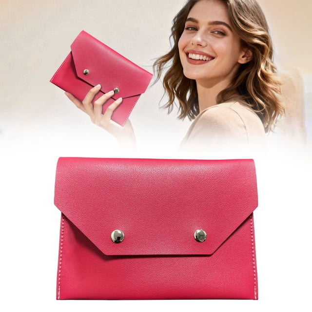 SmallRose Red Card Storage Bag - PU Leather Playing Card Holder & Dice Case - Slim Portable Accessory for Poker, Magic Cards, SD Cards, and SIM Cards - Secure Zipper Closure