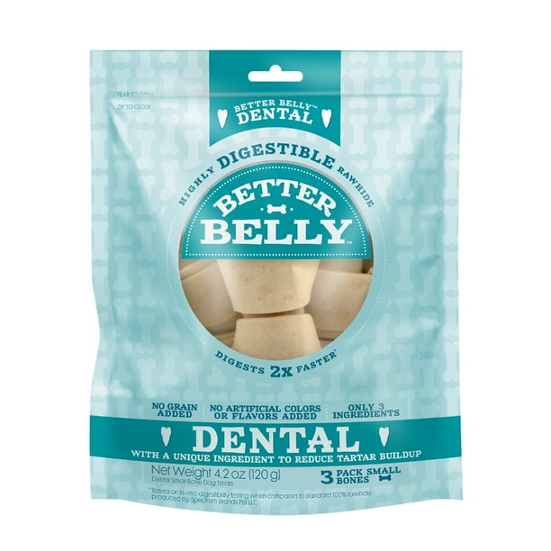 Better Belly Dental Easily Digestible Dog Chews 3 Count Small Bones