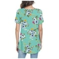 thumbnail image 4 of Spring Tops for Women Plus Size Womens Tops Women's Crew-Neck Short Sleeve Print Tops Hide Belly Tunic Shirts Dressy Casual Flowy Blouse Gifts for Women, 4 of 6