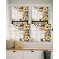 thumbnail image 2 of Spring Floral Leaves Short Blackout Curtains 30Inch Long Yellow Flower Wood Grain Rod Pocket Kitchen Curtains, 2 Panels Thermal Insulated Room Darkening Drapes for Bedroom, 30"W x 30"L, 2 of 5