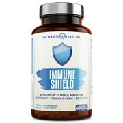 Mother Nature Organics, Advanced 7-in-1 Immune Support Supplement for Allergies - Elderberry, Vitamin C, Zinc, and More - Boosts Immunity in Adults & Kids (60 Vegan Capsules)